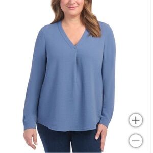 NEW Dalia Long Sleeve Crepe Blouse in Wild Wind Blue